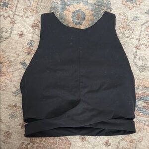 Black Athleta Workout Crop Tank Top with Cutouts
